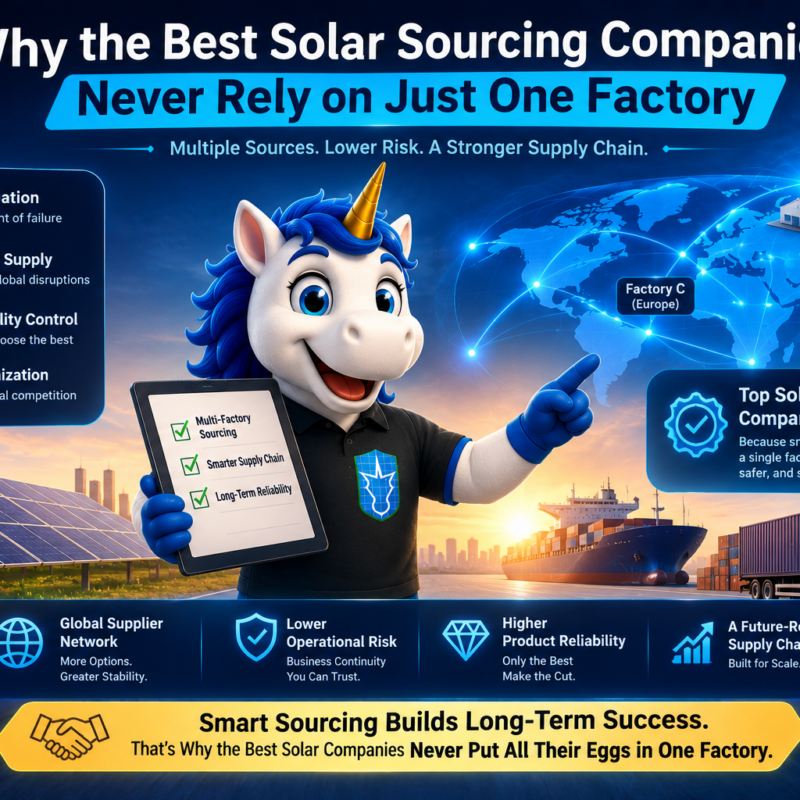 Global solar sourcing network with multiple manufacturing partners to ensure stable supply, consistent quality, and reduced project risk.